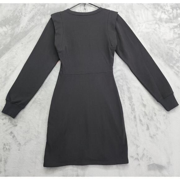 H&M Divided Structured Sweatshirt Dress Size XS Black Crew Neck Stretch Pullover - Picture 2 of 11